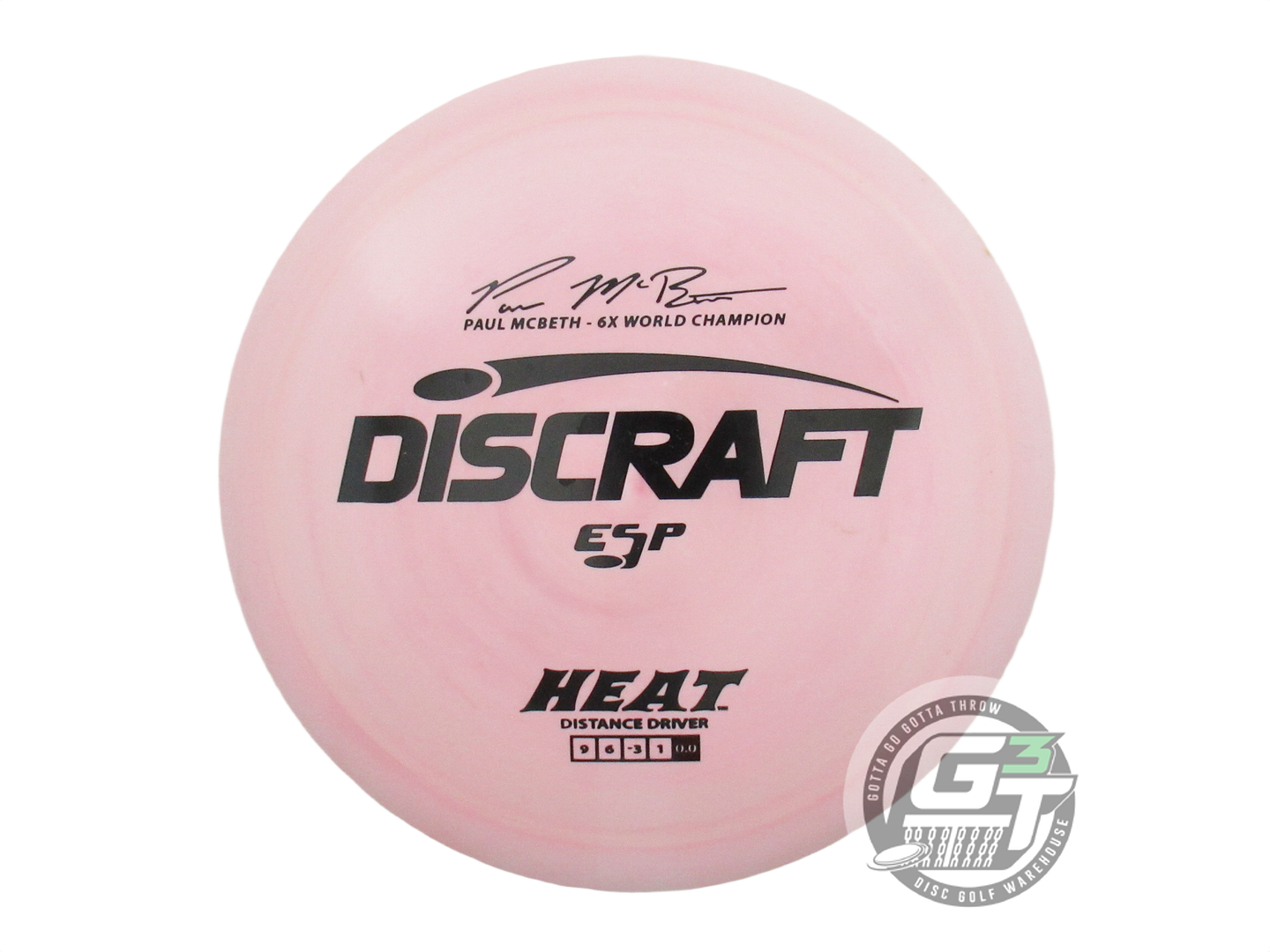 USED Discraft ESP Heat 174g Lt. Pink Black Stamp Distance Driver Golf Disc