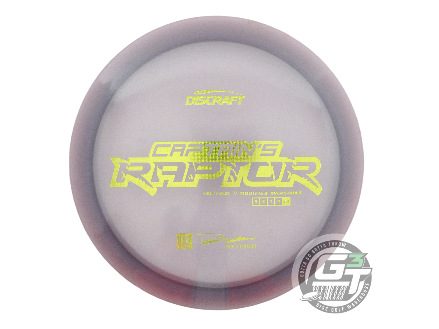 USED Discraft [CAPTAIN'S] Z Raptor 176g Lilac Yellow Matrix Driver Golf Disc