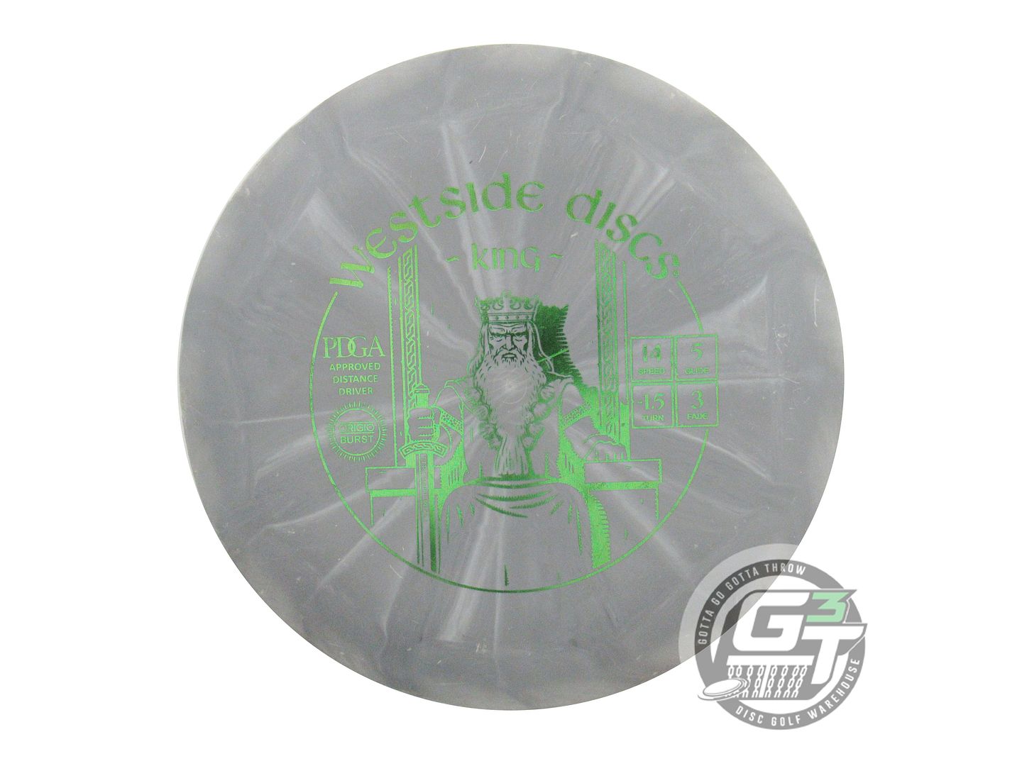 USED Westside Discs Origio Burst King 173g Gray Lime Foil Driver Golf Disc