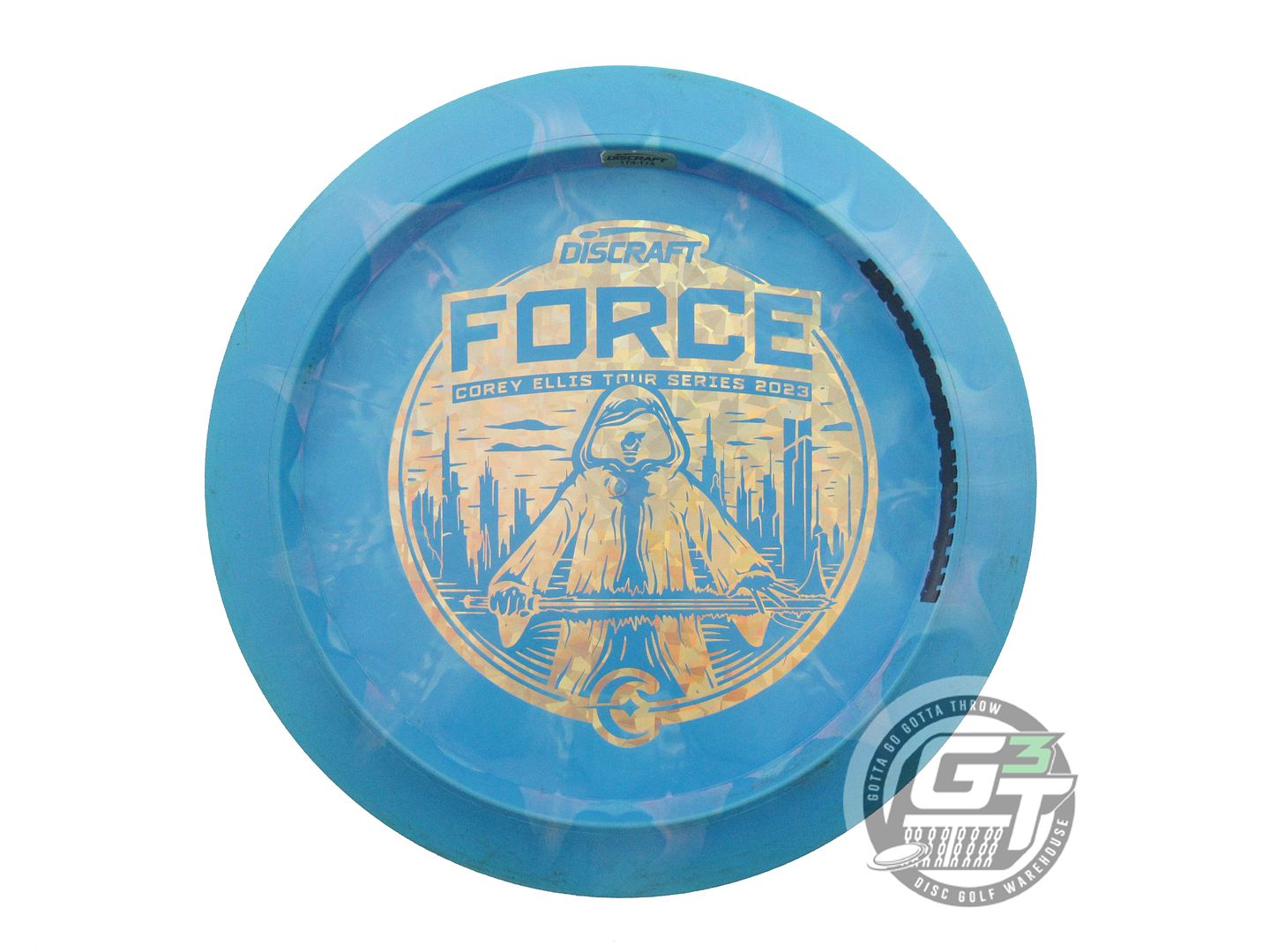 USED Discraft [ELLIS] Swirl ESP Force 176g Blue Gold Shatter Driver Golf Disc