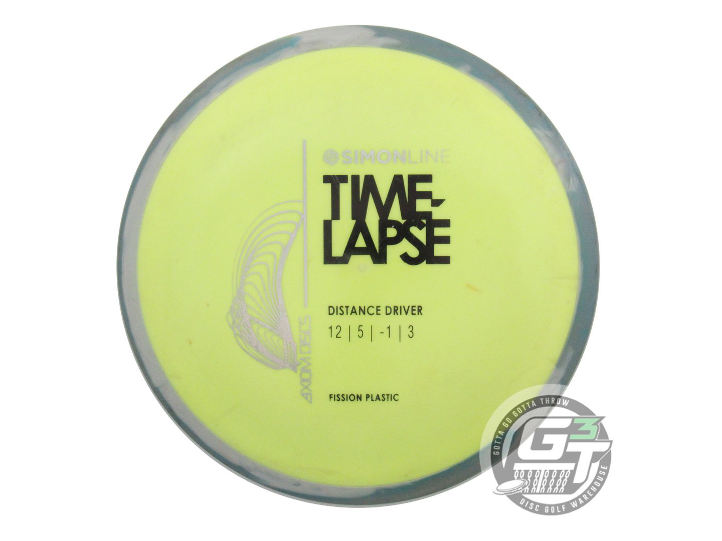 USED Axiom Discs [LIZOTTE] Fission Time Lapse 168g Yellow Gray Rim Driver Disc