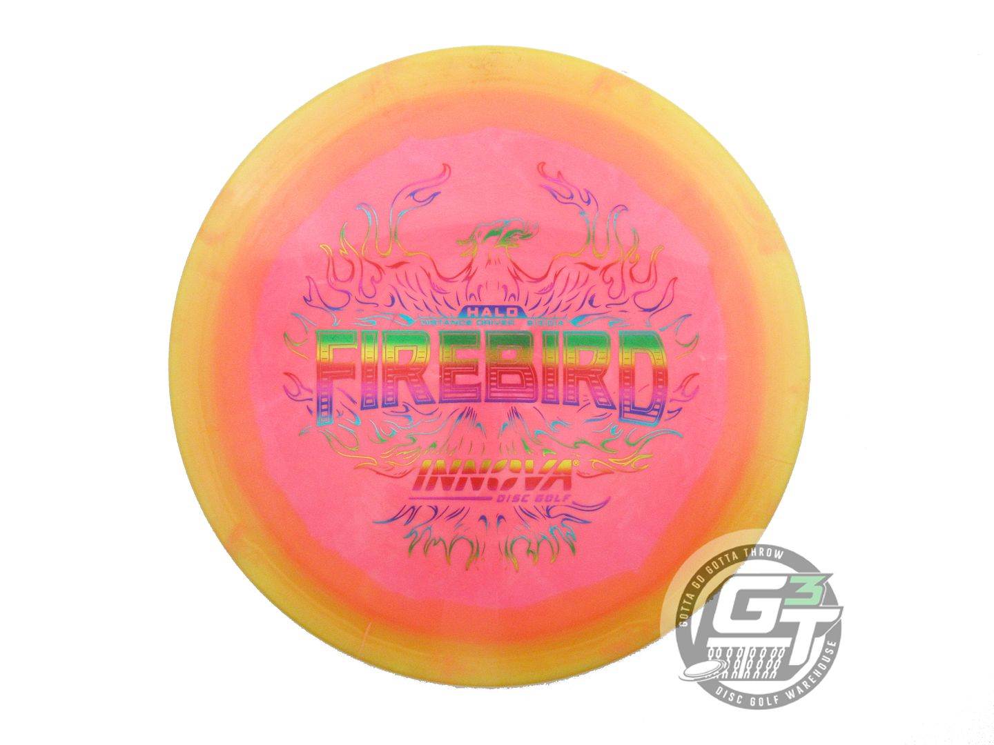 USED Innova Halo Star Firebird 170g Yellow-Pink Distance Driver Golf Disc