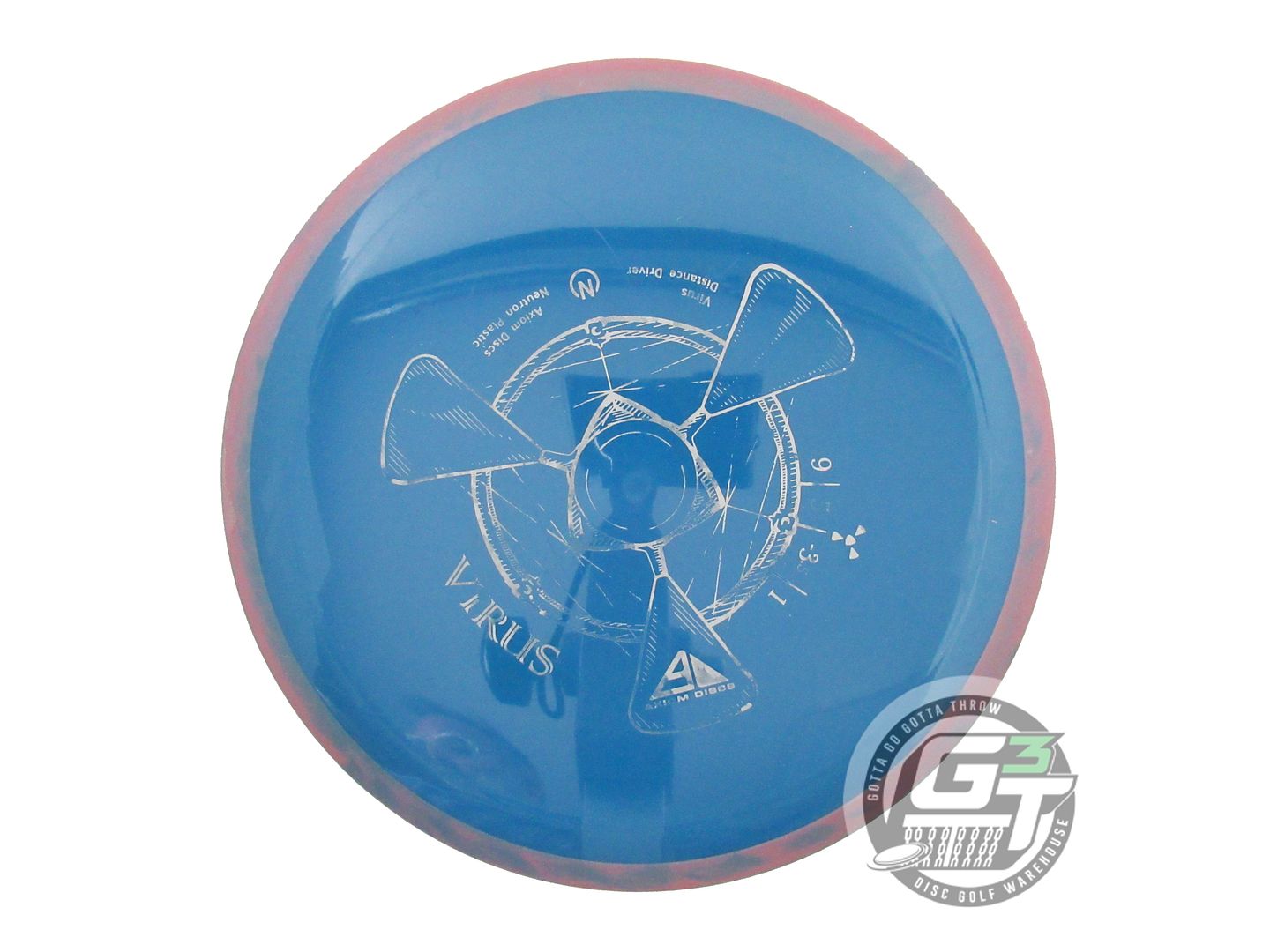 USED Axiom Discs Neutron Virus 172g Blue Dark Pink Rim Distance Driver Golf Disc
