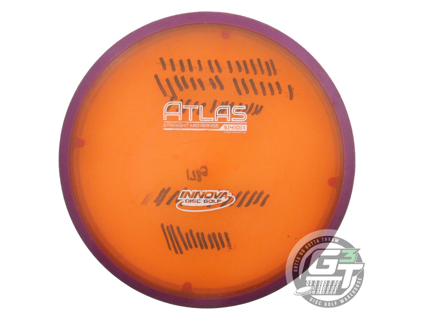 USED Innova Champion Atlas 173g Orange White Stamp Purple Rim Midrange Golf Disc
