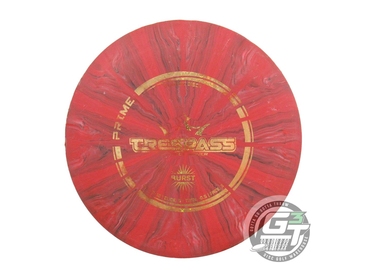USED Dynamic Discs Prime Burst Trespass 172g Red Gold Star Foil Driver Golf Disc