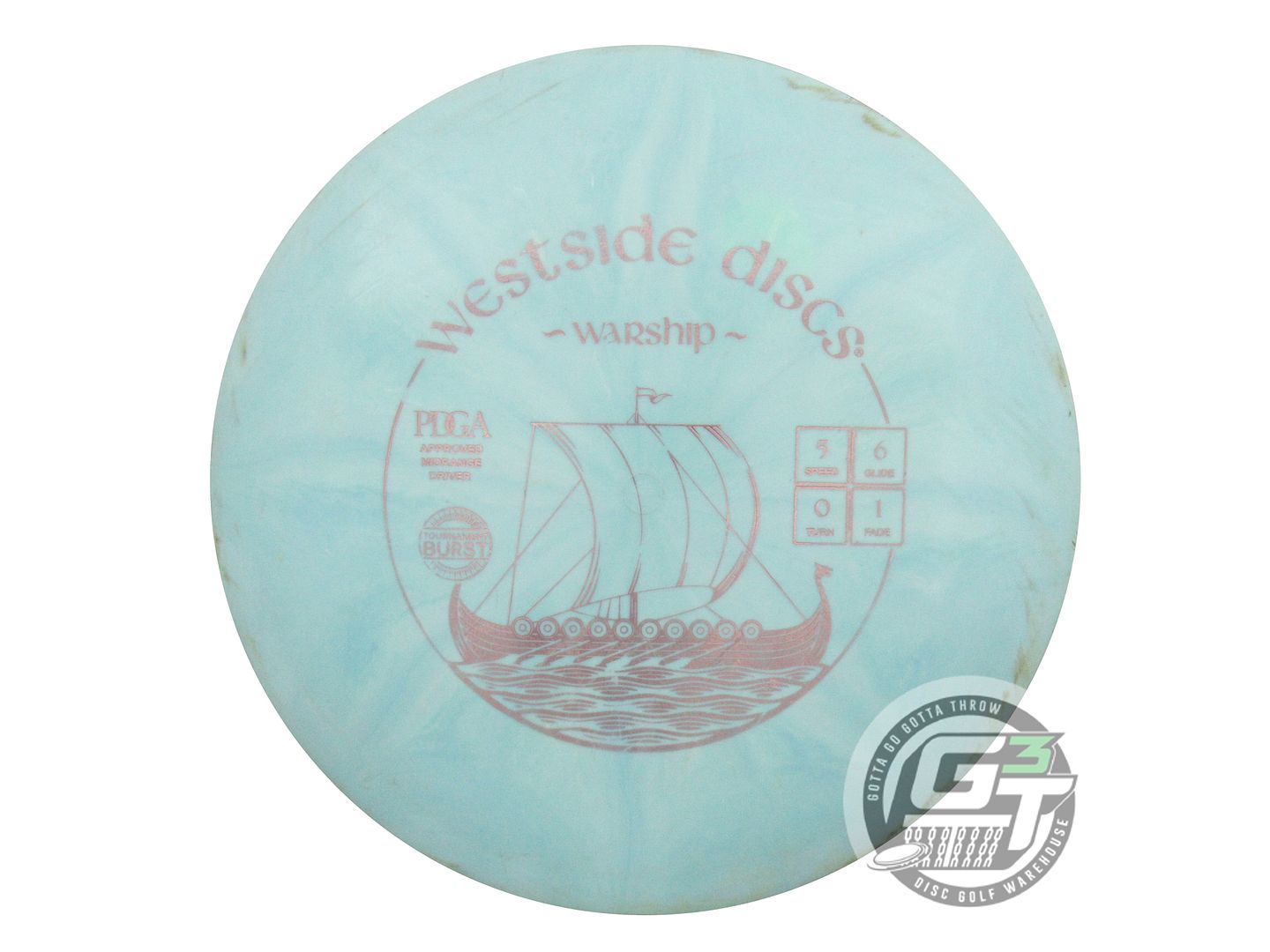 USED Westside Discs Tournament Burst Warship 174g Seafoam Midrange Golf Disc