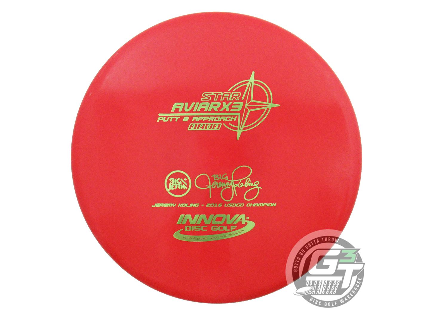 USED Innova [KOLING] Star AviarX3 175g Red Lime Foil Putter Golf Disc