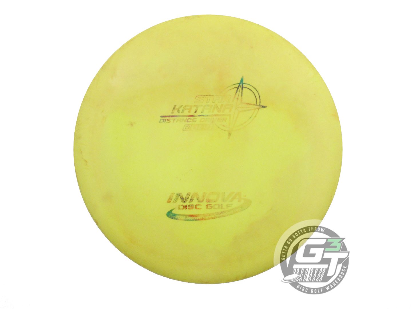 USED Innova Star Katana 171g Yellow Wiped Stamp Distance Driver Golf Disc