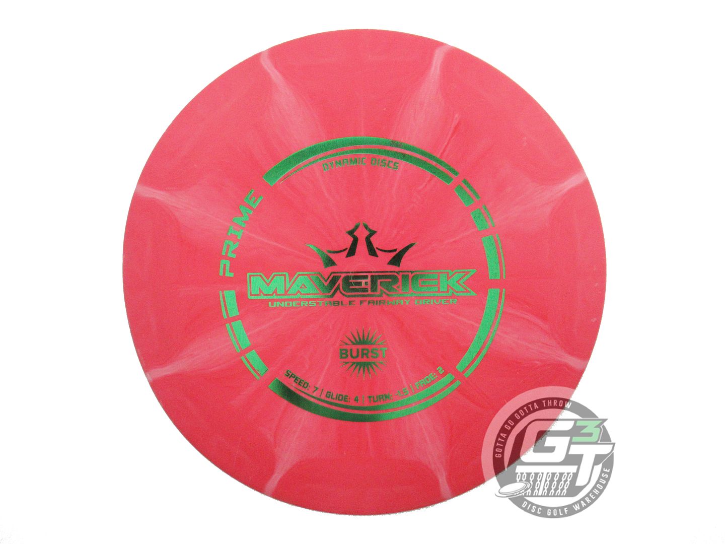USED Dynamic Discs Prime Burst Maverick 175g Red Green Foil Distance Driver Disc