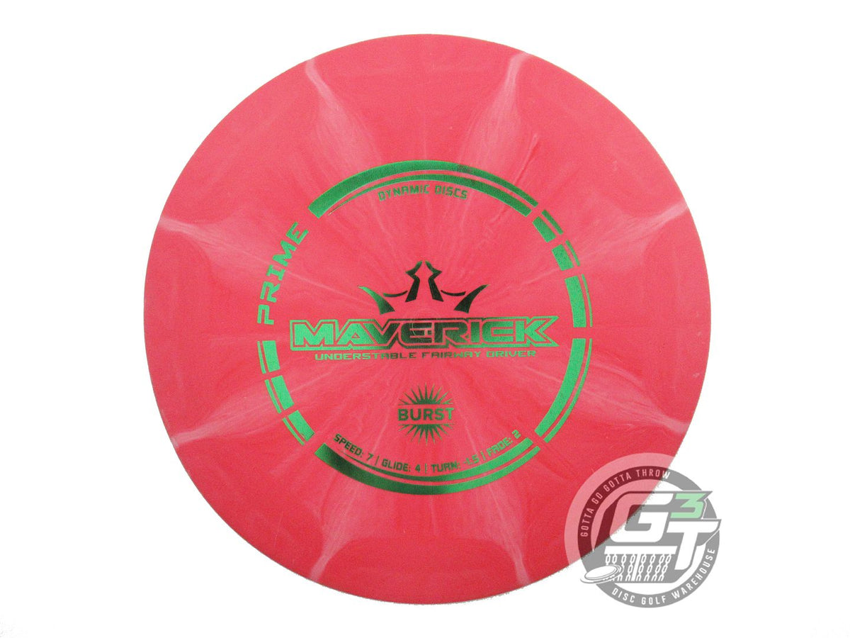 USED Dynamic Discs Prime Burst Maverick 175g Red Green Foil Distance Driver Disc