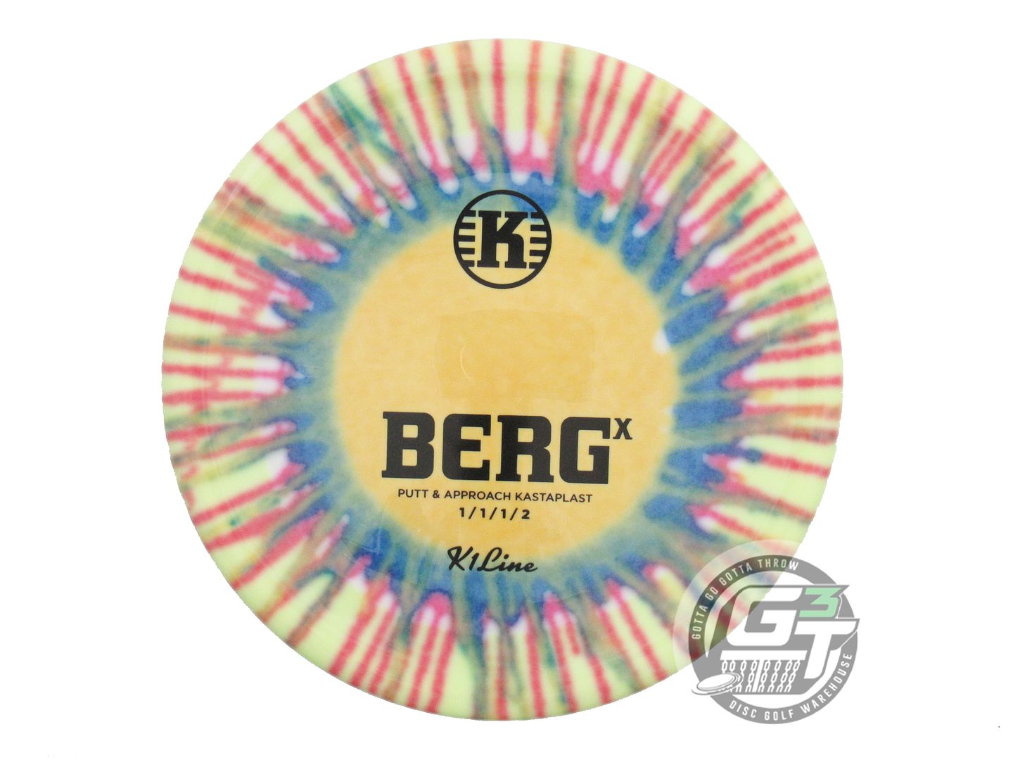 NOS Kastaplast Tie-Dye K1 Berg X 175g Yellow Burst Putter Golf Disc