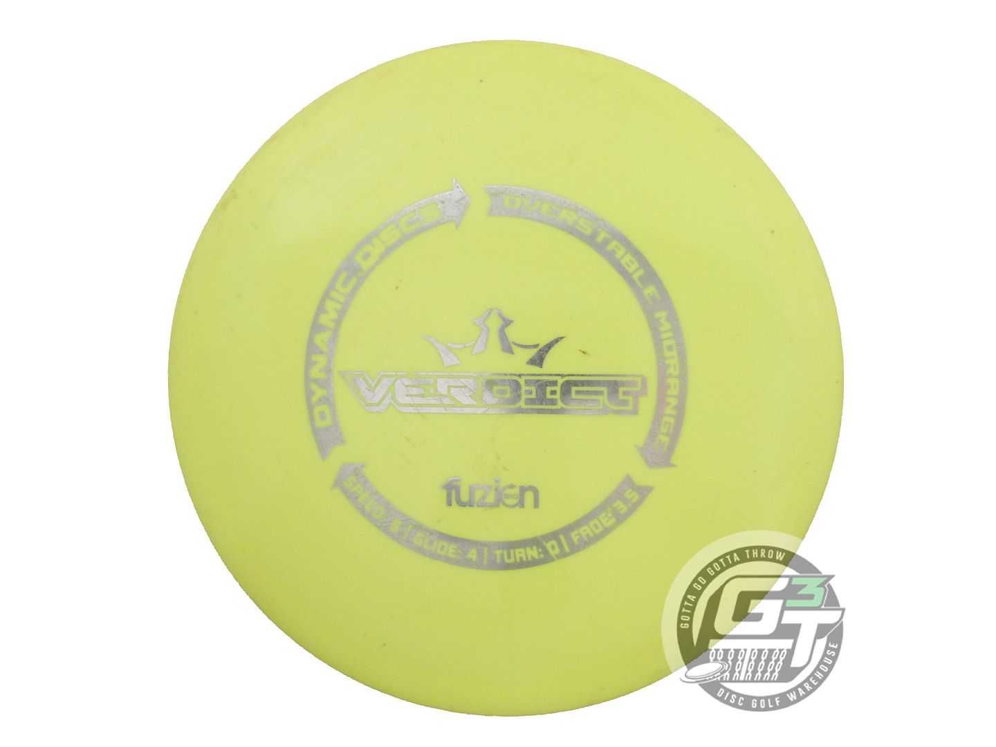 USED Dynamic Discs BioFuzion Verdict 177g Yellow Silver Foil Midrange Golf Disc