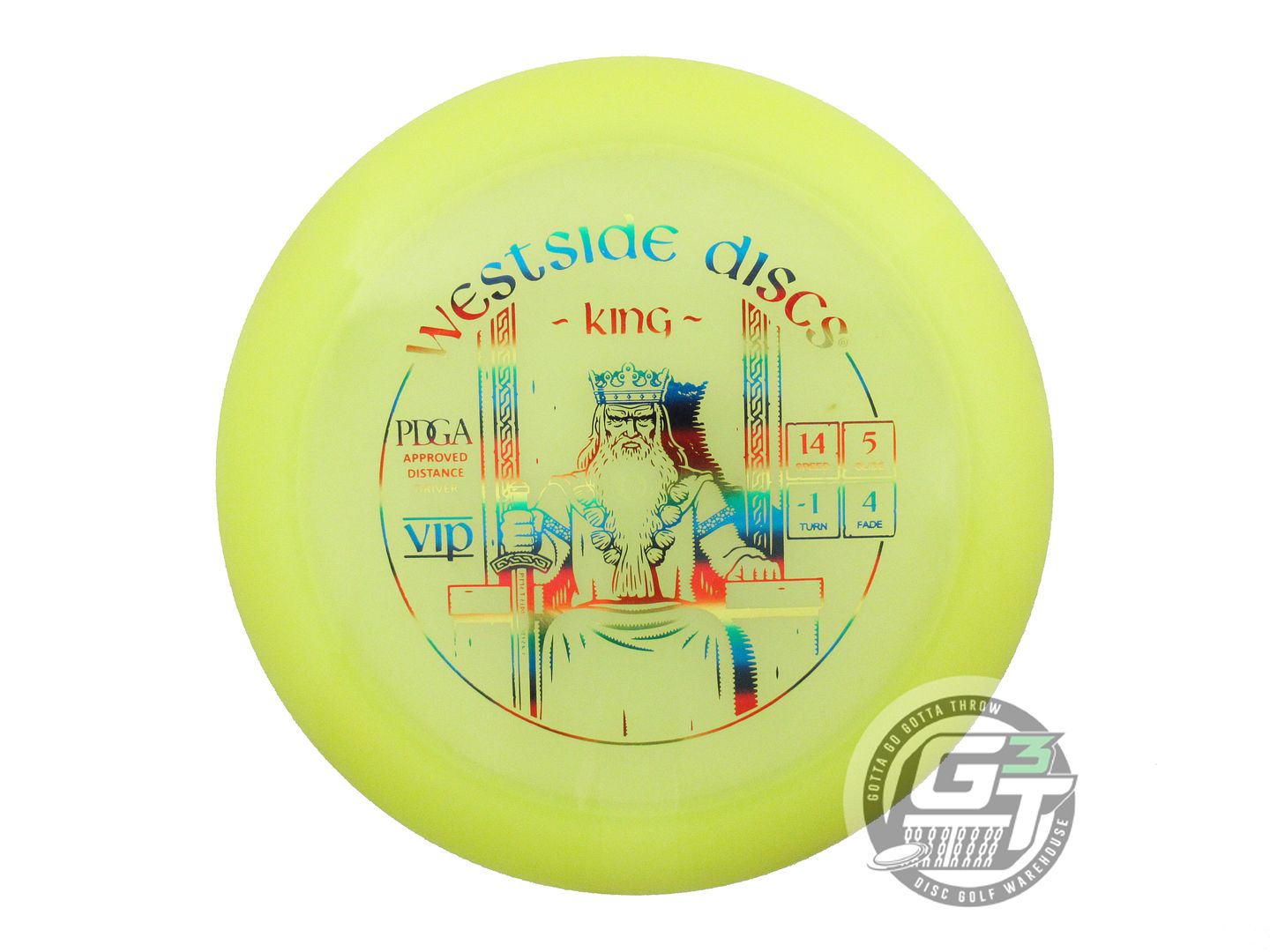 USED Westside Discs VIP King 171g Yellow Rainbow Foil Distance Driver Golf Disc