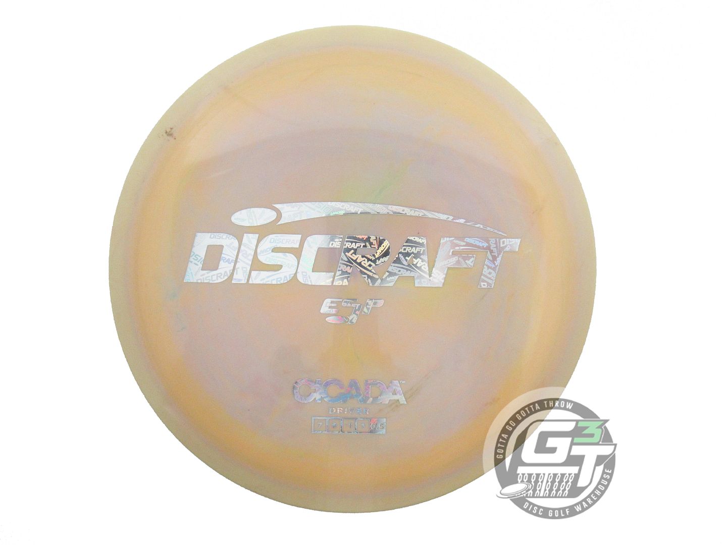USED Discraft ESP Cicada 176g Yellow-Lilac Holo Logo Foil Fairway Driver Disc