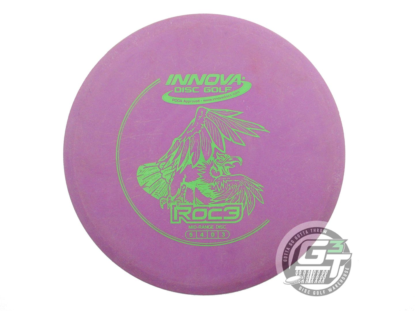USED Innova DX Roc3 177g Purple Green Stamp Midrange Golf Disc