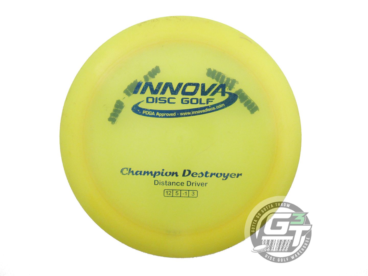 USED Innova Champion Destroyer 176g Yellow Blue Foil Distance Driver Golf Disc
