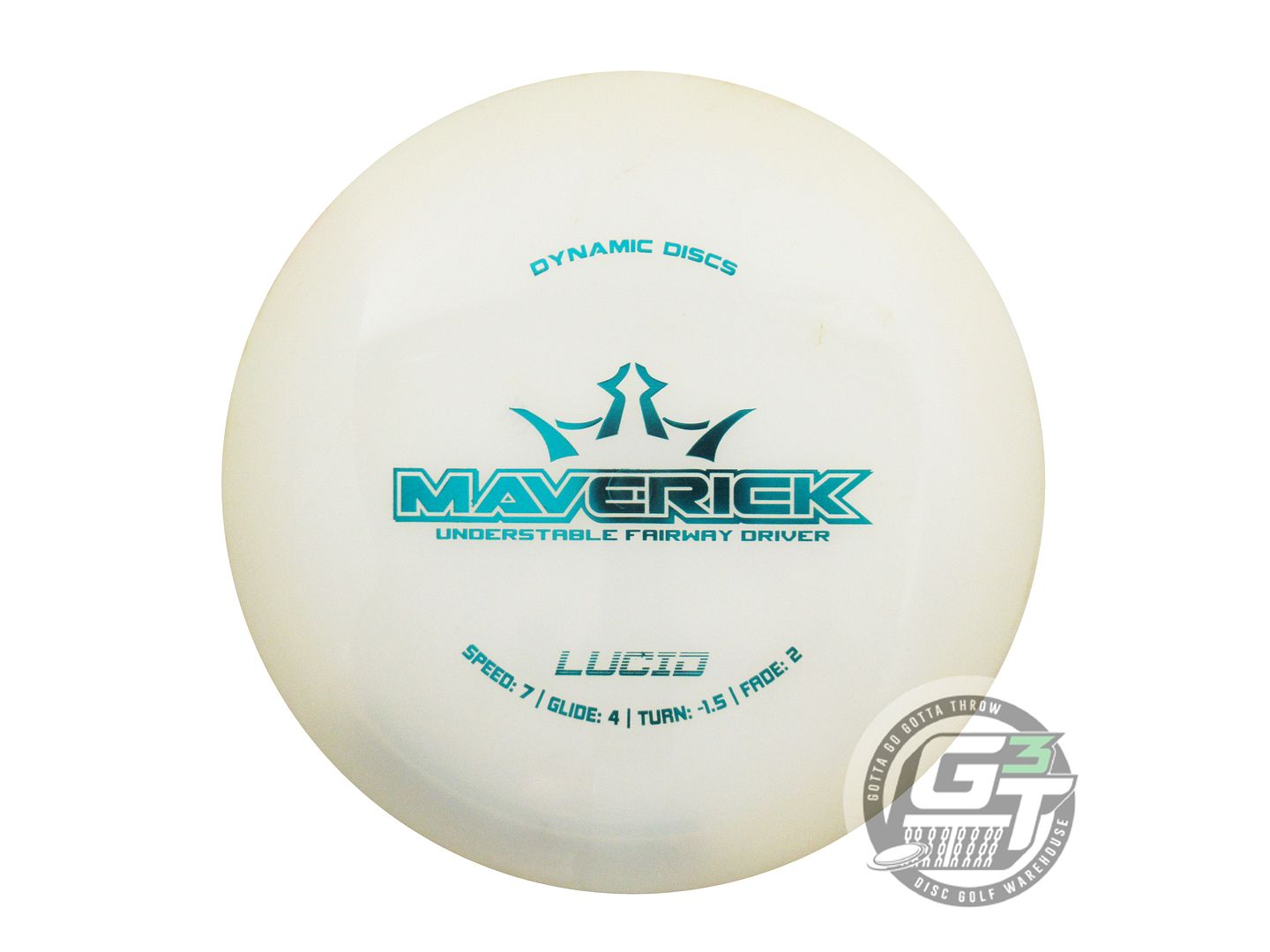 USED Dynamic Discs Lucid Maverick 174g White Teal Foil Distance Driver Golf Disc