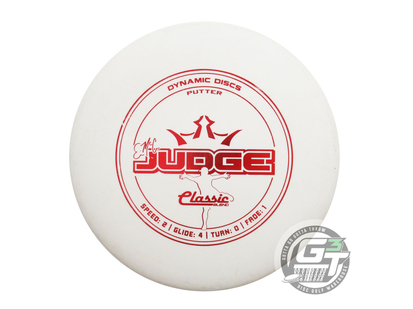 USED Dynamic Discs Classic Blend EMAC Judge 172g White Red Foil Putter Golf Disc
