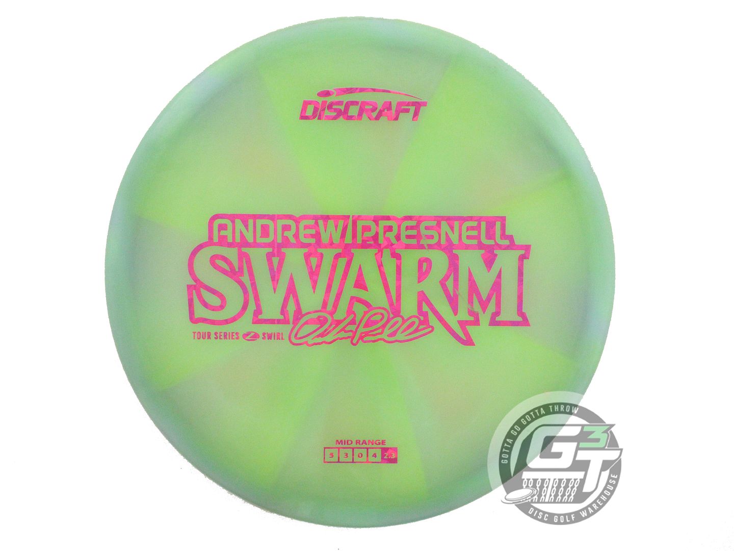 USED Discraft [PRESNELL] Z Swirl Swarm 177g Lime-Seafoam Midrange Golf Disc