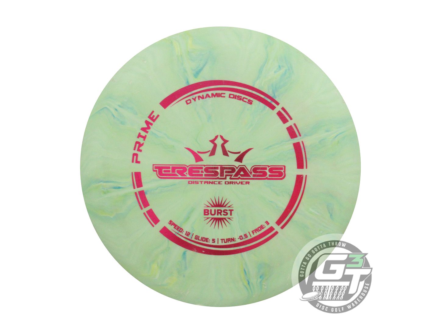 USED Dynamic Discs Prime Burst Trespass 173g Lime Red Foil Driver Golf Disc