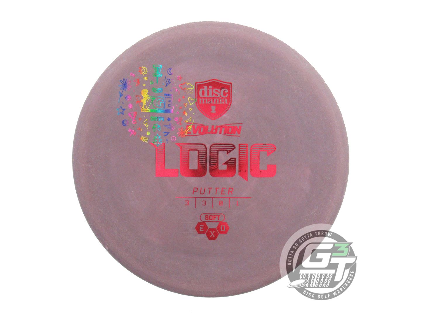 USED DiscMania EXO Soft Logic 174g Purple-Gray Red Foil Putter Golf Disc