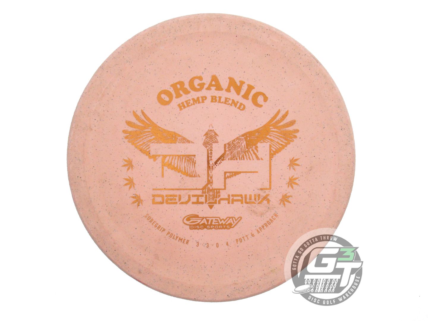 USED Gateway SureGrip Hemp Devil Hawk 169g Peach Copper Foil Putter Golf Disc