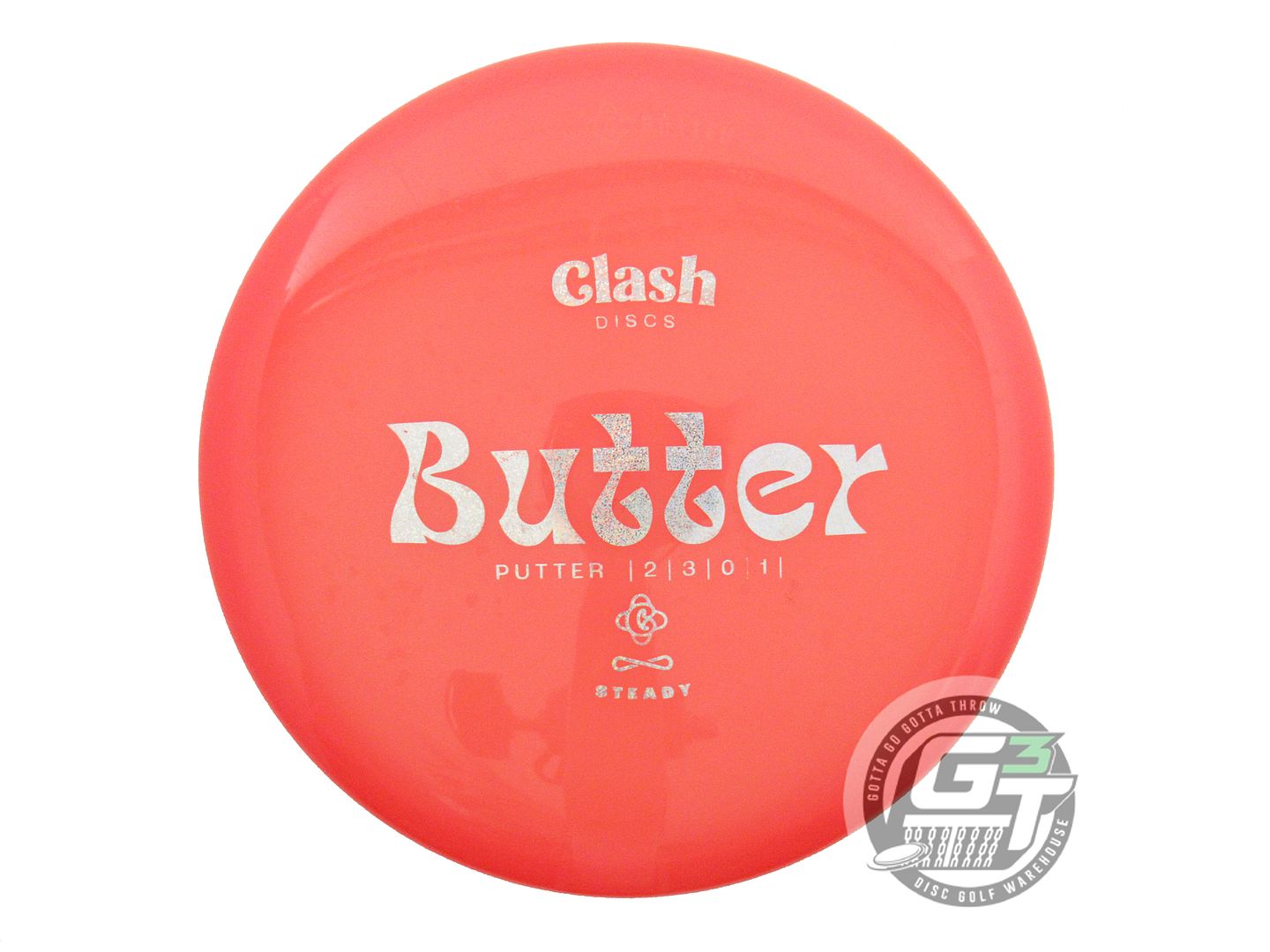 USED Clash Discs Steady Butter 178g Orange Silver Glitter Foil Putter Golf Disc