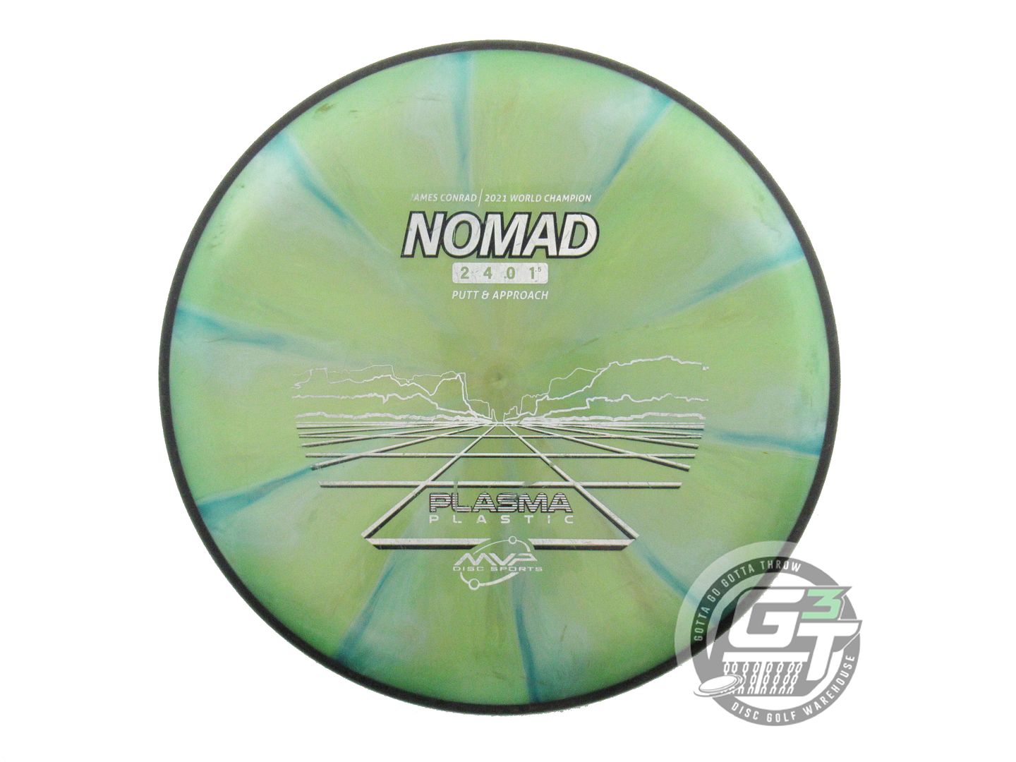 USED MVP Disc Sports Plasma Nomad 173g Lime-Teal Putter Golf Disc