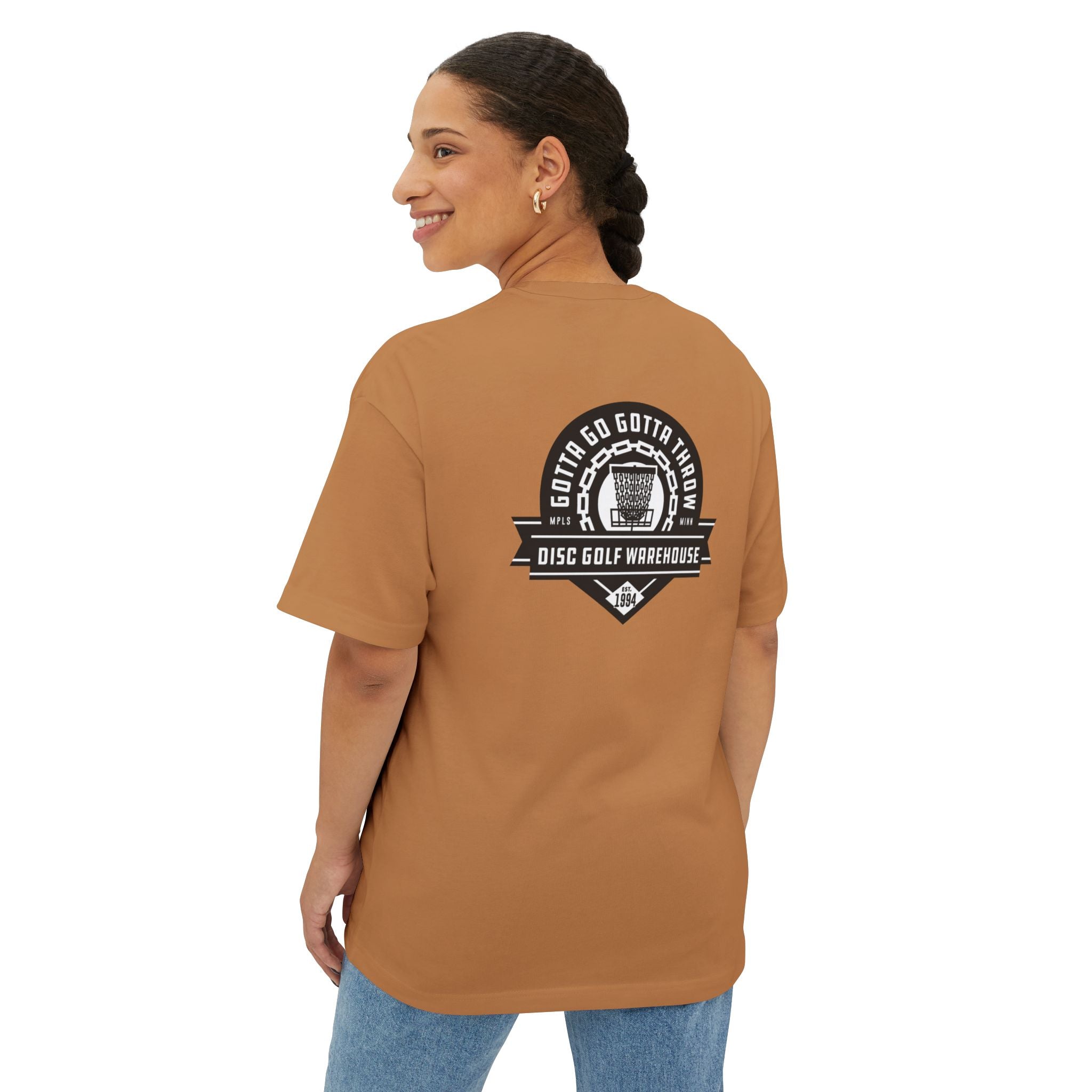 Gotta Go Gotta Throw Bar Stamp Unisex Oversized Boxy Disc Golf T-Shirt