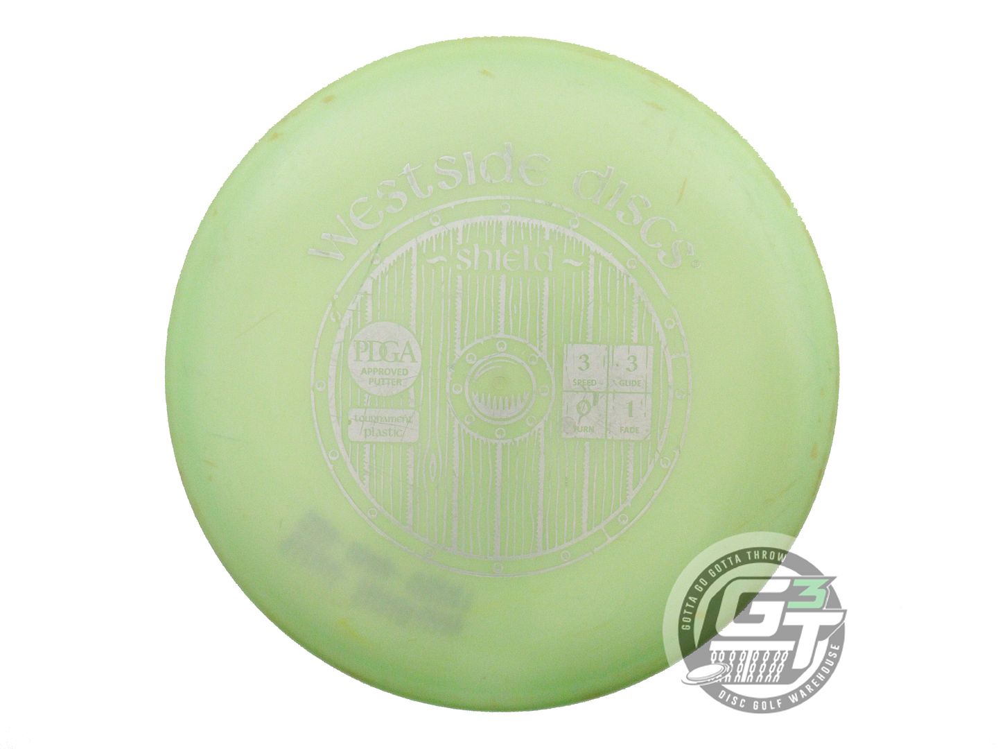 USED Westside Discs Tournament Shield 173g Lime Silver Stamp Putter Golf Disc