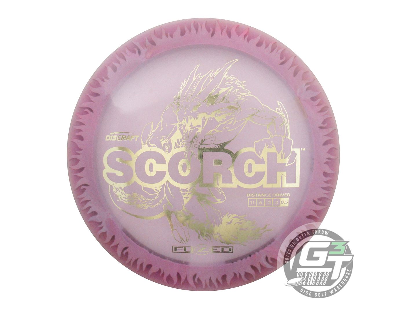 USED Discraft FuZed Flame Scorch 174g Lilac Gold Foil Distance Driver Golf Disc