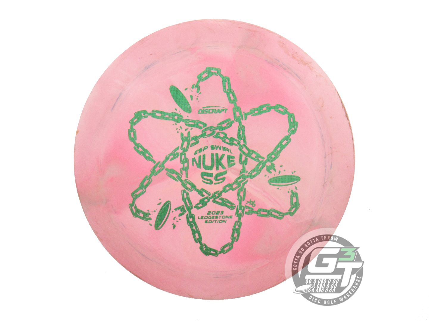 USED Discraft [LEDGESTONE] ESP Nuke SS 173g Pink Green Matrix Foil Driver Disc
