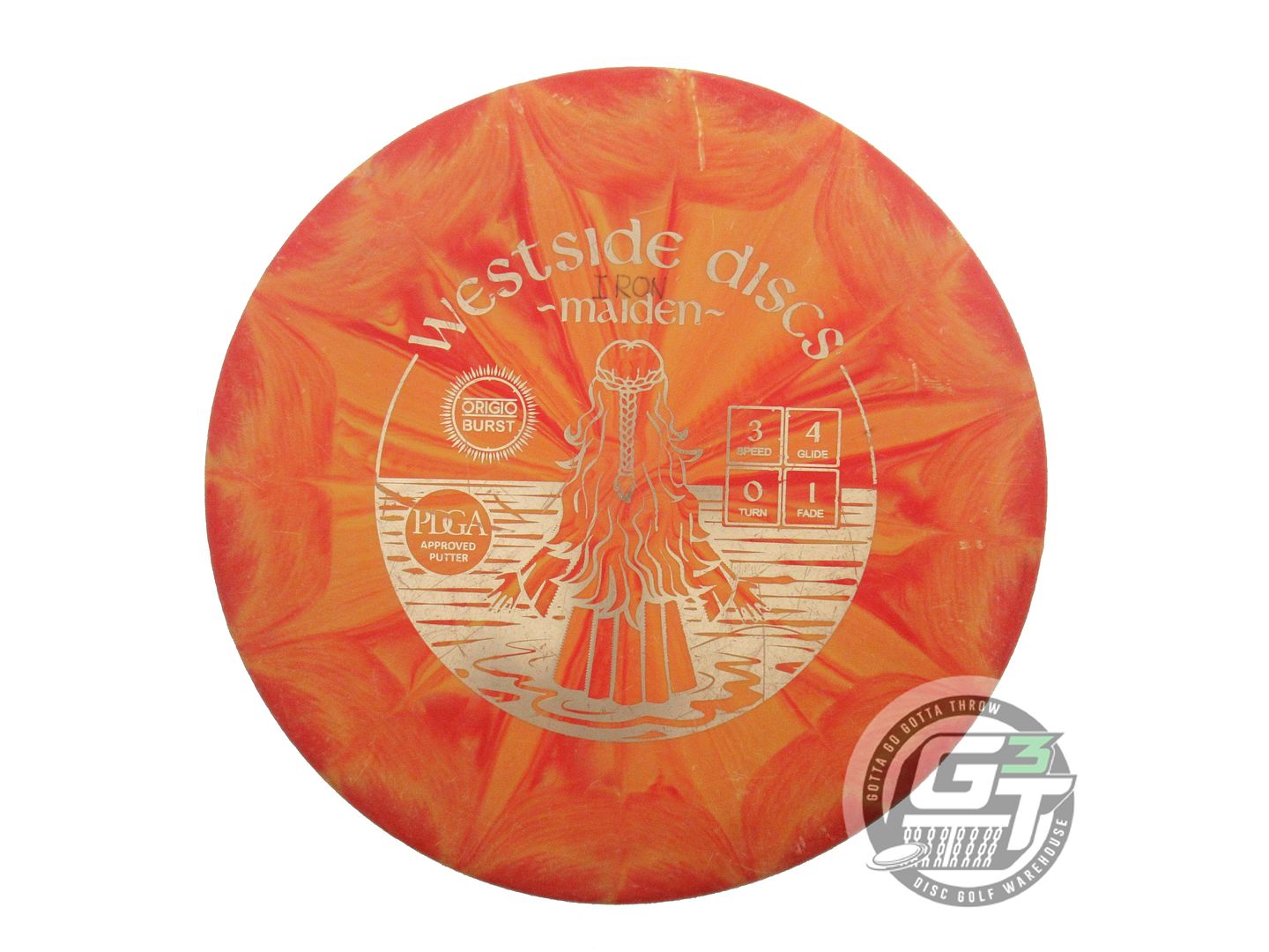 USED Westside Discs Origio Burst Maiden 175g Red-Orange Gold Foil Midrange Disc