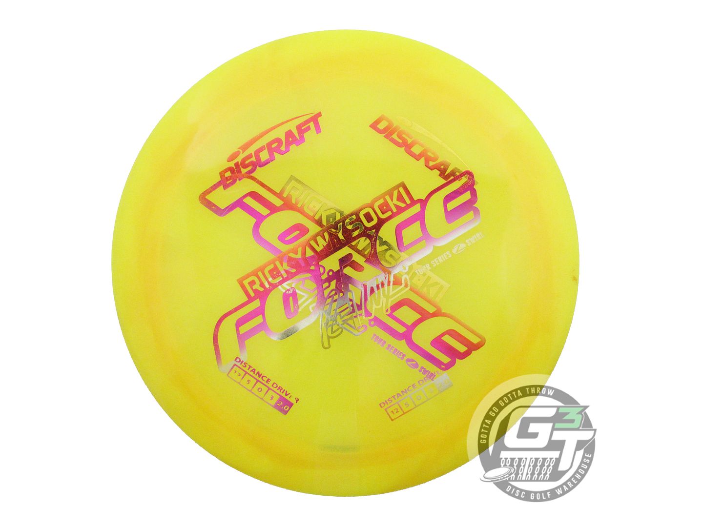 USED Discraft X-OUT [WYSOCKI] Z Swirl Force 175g Yellow Distance Driver Disc