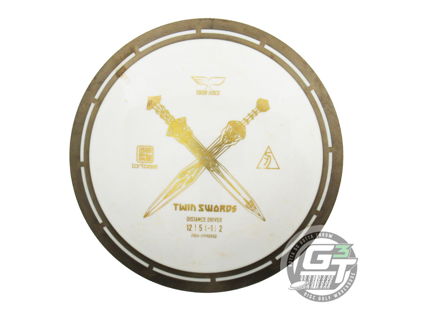USED Yikun Disc Golf Tortoise Twin Swords 173g Gold Rim A Distance Driver Disc
