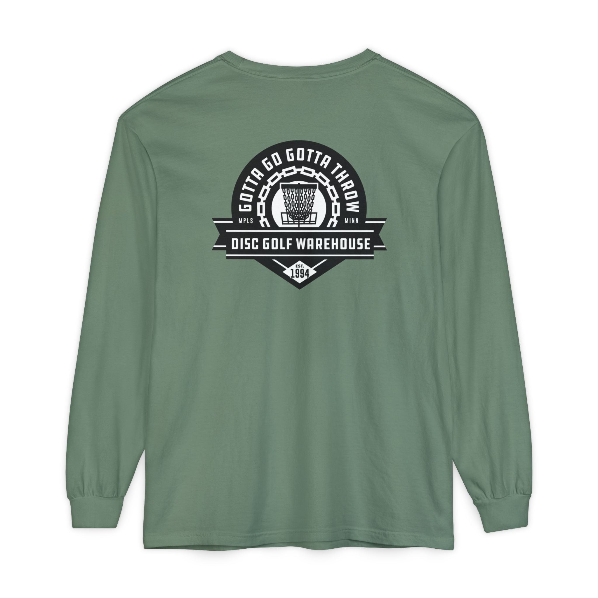 Gotta Go Gotta Throw Bar Stamp Unisex Garment-dyed Long Sleeve Disc Golf T-Shirt