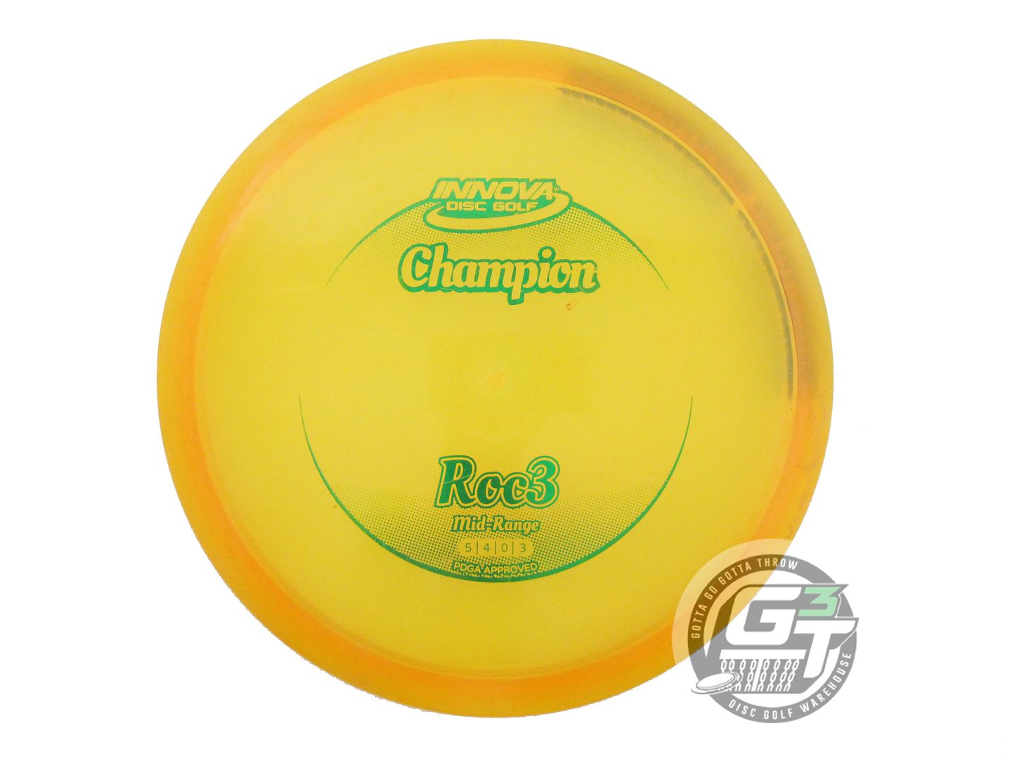 USED Innova Champion Roc3 163g Marigold Green Foil Midrange Golf Disc