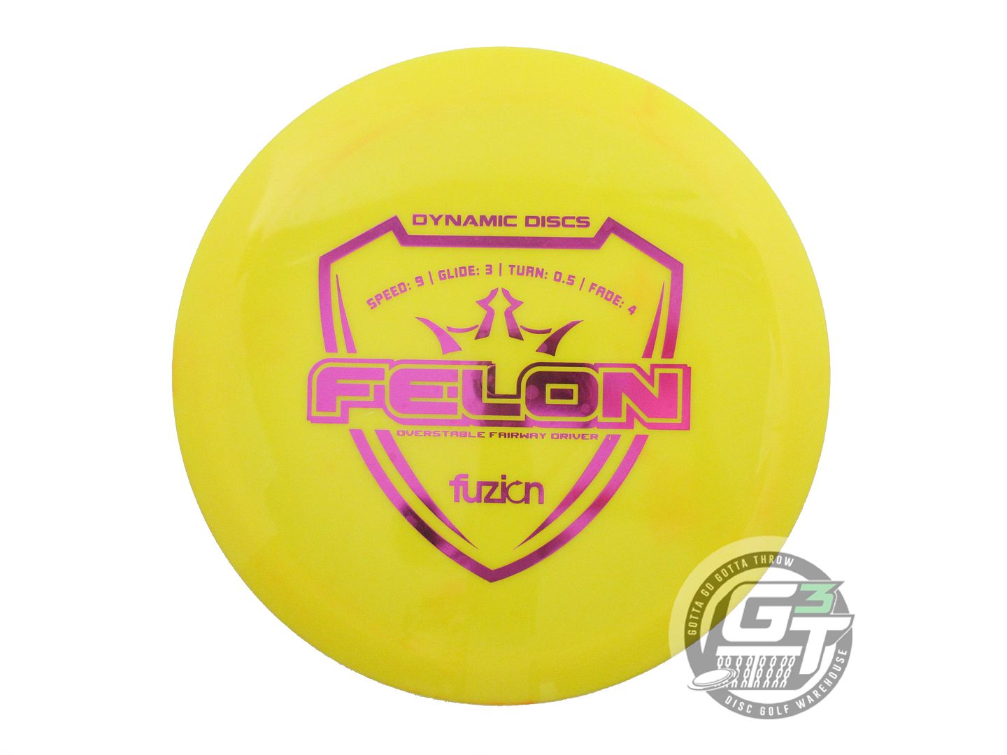 USED Dynamic Discs Fuzion Felon 173g Yellow Purple Foil Fairway Driver Golf Disc