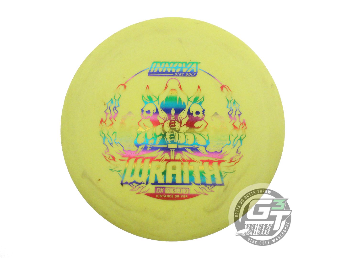 USED Innova DX Wraith 175g Yellow Rainbow Foil Distance Driver Golf Disc