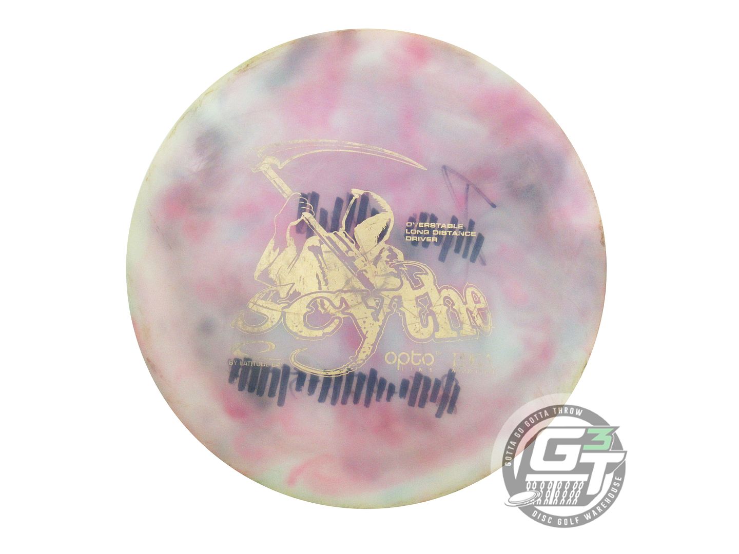 USED Latitude 64 Opto Scythe 173g White HOME DYED Distance Driver Golf Disc