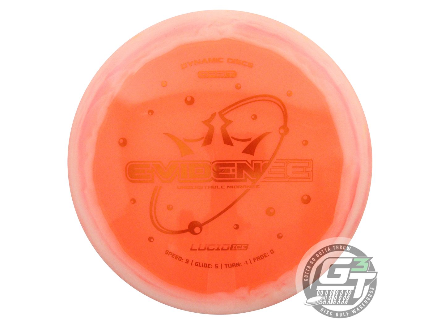 NOS Dynamic Discs Lucid Ice Orbit Evidence 178g Orange Midrange Golf Disc