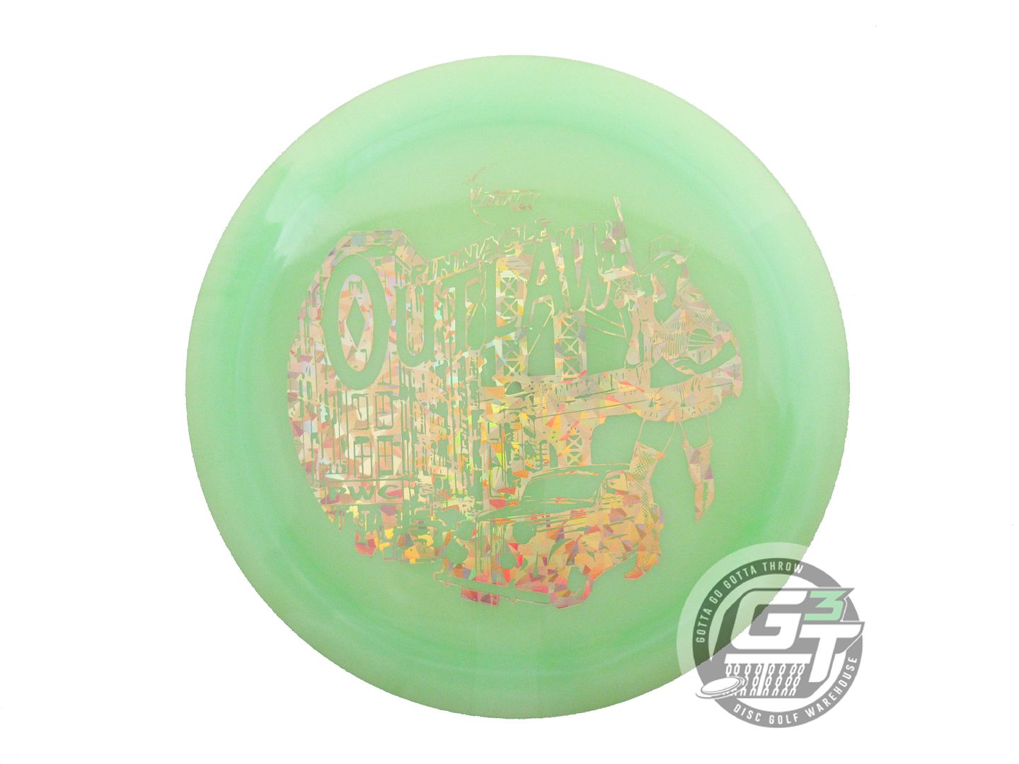 USED Legacy Discs Pinnacle Outlaw 175g Lime Gold Shatter Foil A Driver Golf Disc