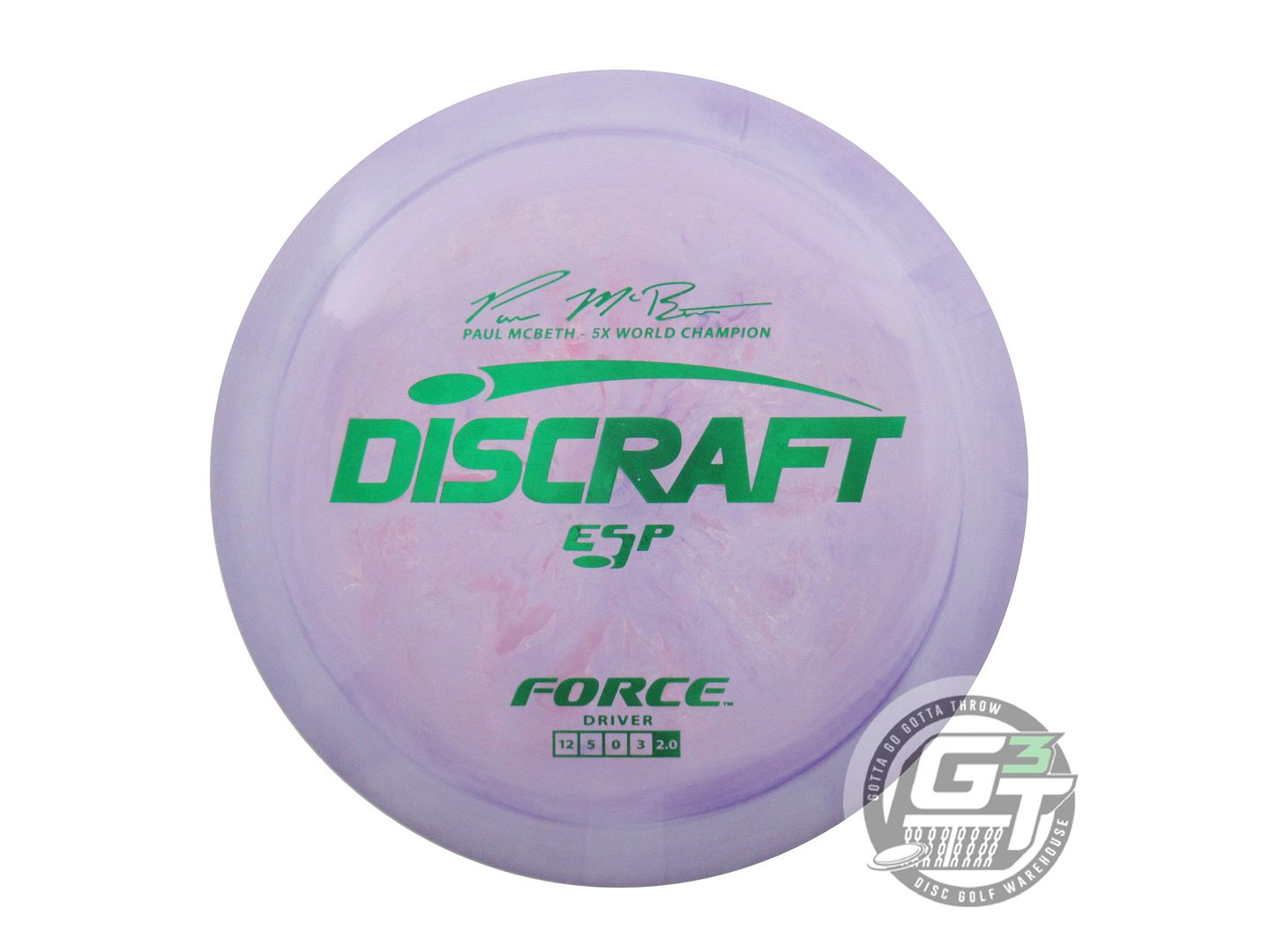 USED Discraft [McBETH] ESP Force 176g Lilac Green Foil Distance Driver Golf Disc