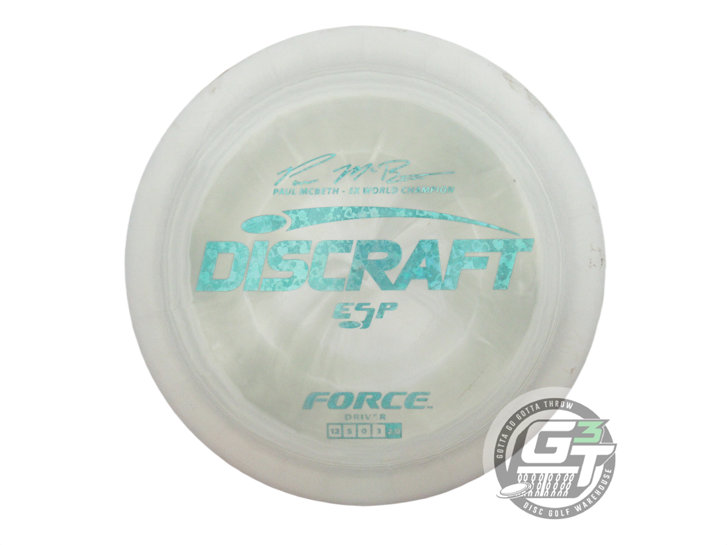 USED Discraft [McBETH] ESP Force 176g Gray-Army Teal Heart Foil Driver Golf Disc