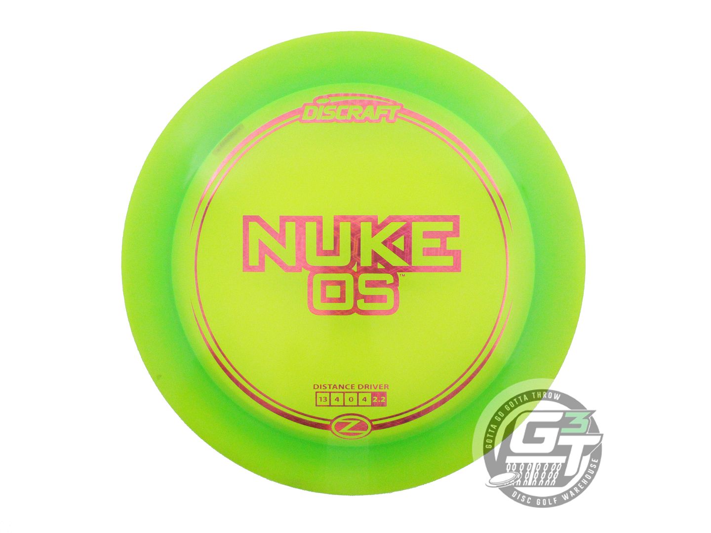 NOS Discraft Z Nuke OS 175g Lime Pink Tron Foil Distance Driver Golf Disc
