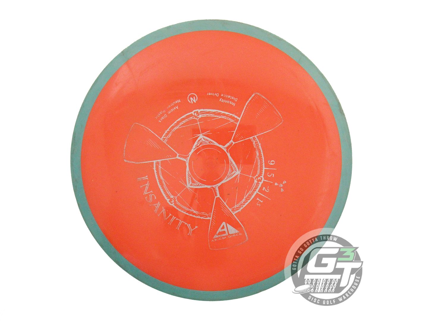 USED Axiom Discs Neutron Insanity 174g Orange Green Rim Driver Golf Disc