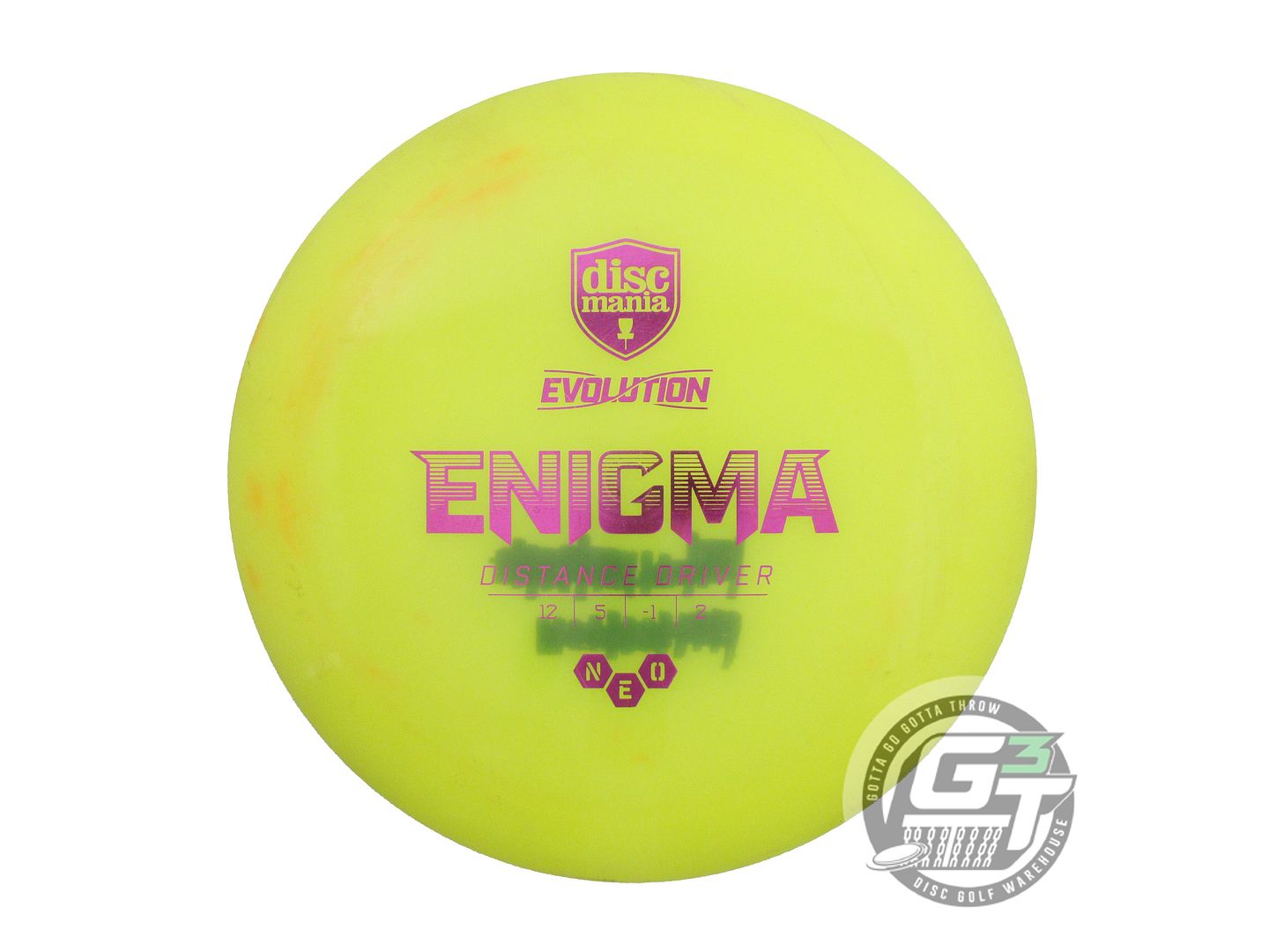 USED DiscMania Neo Enigma 174g Yellow Purple Foil Distance Driver Golf Disc