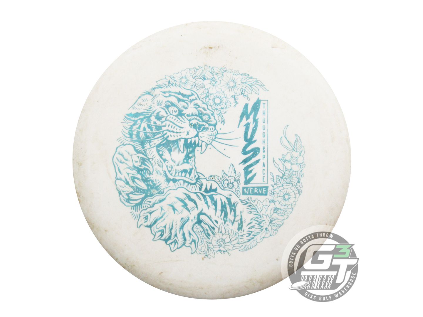 USED Thought Space Nerve Muse 174g White Teal Shatter Foil Putter Golf Disc