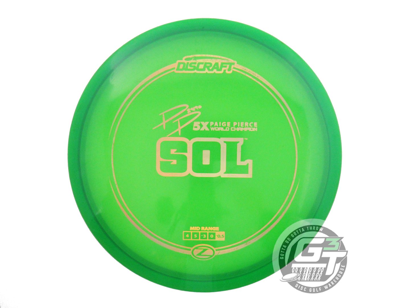 USED Discraft [PIERCE] Z Sol 157g Green Gold Holo Foil Midrange Golf Disc