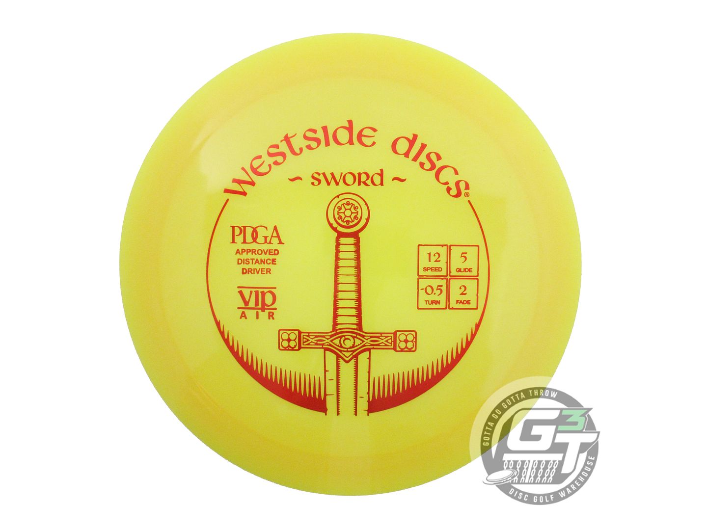 NOS Westside Discs VIP AIR Sword 157g Yellow Red Foil Distance Driver Golf Disc